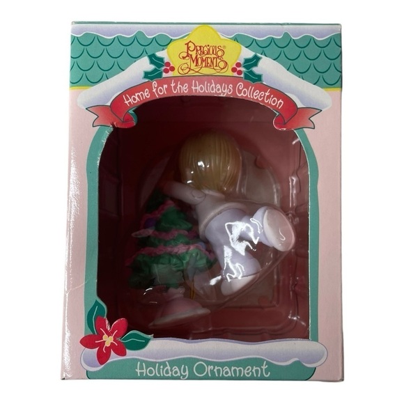 Vintage Enesco 1996 Precious Moments Boy With Christmas Tree Holiday Ornament - Picture 6 of 6